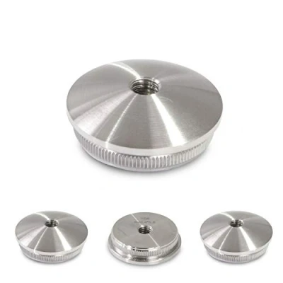 Afbeelding van Eindkappen van roestvrij staal, V2A buissluiting, deksel, buisstop, stop voor leuningbuis 33,7 mm (gewelfd, massief materiaal, Ø mm, M8 schroefdraadgat)