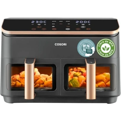 Afbeelding van COSORI CAF R903 Dubbele luchtfriteuse, digitaal, 8,5 l, grote capaciteit, 8 in 1 functie, 35 230 C, venster, met online recepten