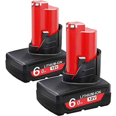 Afbeelding van 2X 12V 6,0Ah/6000mAh reserveaccu voor Milwaukee M12 Accu Li ion XC 48 11 2401 2402 2411 2420 2440