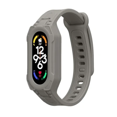 Afbeelding van kwmobile smartwatch bandje en bumper van silicone geschikt voor Xiaomi Mi Band 9 / 8 7 in grijs Optimale bescherming