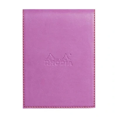 Afbeelding van RHODIA 128211C Klembordkoffer + Nietend Kladblok nr. 12 Lila 8,5x12 cm Gevoerd 80 Afneembare Vellen Wit Clairefontaine Papier g/m Pennenhouder Kunstleer Rhodiarama Collection