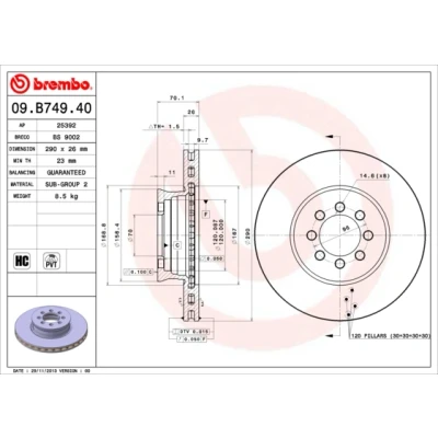 Afbeelding van Brembo Remschijf 09.B749.40