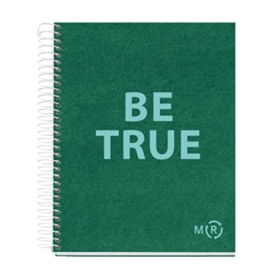 Afbeelding van Miquelrius Be Eco A5 notitieboek, 80 vellen, 90 g, geruit 5 x mm, 1 gekleurde streep, stevige omslag, smaragdgroen