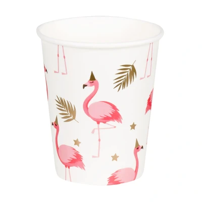 Afbeelding van Flamingo Bekers Goud en Roze 210ml 10 stuks