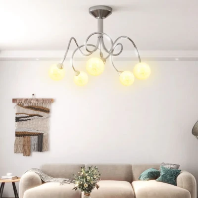Afbeelding van Plafondlamp met glasbollen rond 5xG9