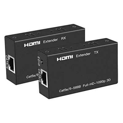 Afbeelding van Ozvavzk HDMI extender 200ft/60m rj45 Ethernet Converter Verliesvrije Transmissie via Cat5e/Cat6 kabel Ondersteunt Full HD 1080P 3D HDCP EDID POC (hdmi zender+ontvanger)