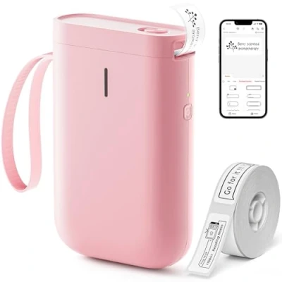 Afbeelding van NIIMBOT D11 Label Maker Machine Thermische Stickerprinter met 1 Rol Wit Starter Paper, Draadloze Bluetooth Labelprinter voor IOS en Android, Gemakkelijk te gebruiken Thuis, Kantoor Organisatie (Roze)
