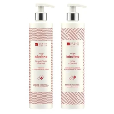 Afbeelding van Urban Keratin Duo Kit Sulfaatvrije shampoo Keratine en verzorging set Braziliaanse conditioner gladmaken (400 ml x 2) Made in France