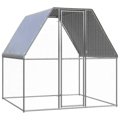Afbeelding van Kippenkooi 2x2x2 m gegalvaniseerd staal zilverkleurig en grijs