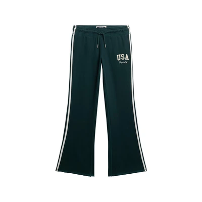 Afbeelding van Superdry Vrouwen Athletic Essentials Joggingbroek met Wijde Pijpen en Strepen Groen Grootte: 42