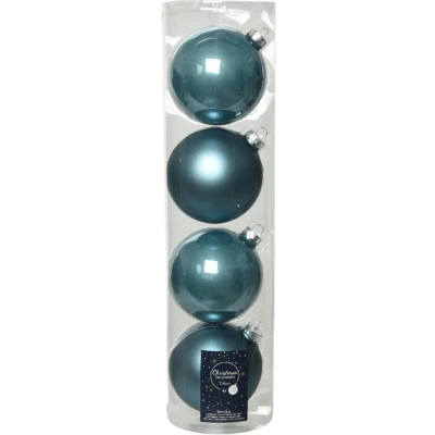 Afbeelding van 4x stuks glazen kerstballen ijsblauw (blue dawn) 10 cm mat/glans Kerstbal