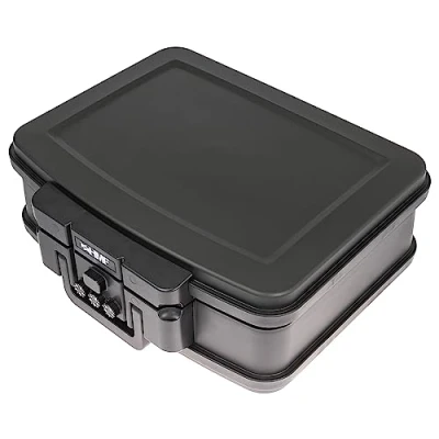 Afbeelding van HMF 250437 Vuurvaste waterdichte documentenbox met cijferslot, DIN A4, 44,5 x 16,5 33 cm, zwart