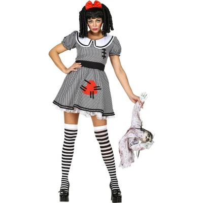 Afbeelding van Widmann Enge Living Dead Doll Pop Vrouw Zwart / Wit Large Halloween Verkleedkleding