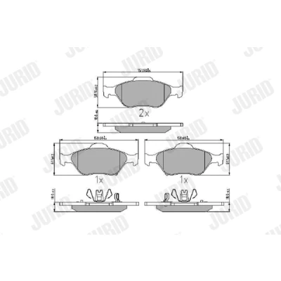 Afbeelding van JURID 572576J Remblokkenset Met akoestische slijtagewaarschuwing plunjerclip Zonder toebehoren TOYOTA: Yaris II Hatchback, III Hatchback