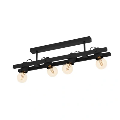 Afbeelding van EGLO Plimsoll Plafondlamp E27 77 cm Zwart Staal/Hout