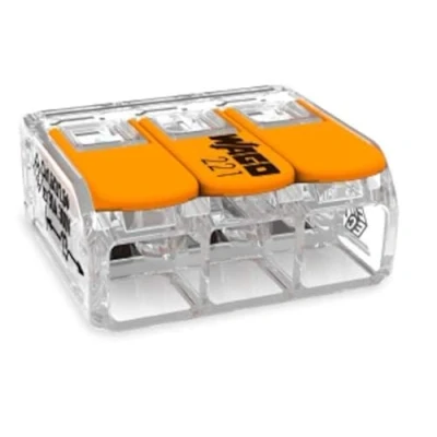 Afbeelding van Wago 221 613 verbindingsklemmen, 3 geleiders met bedieningshendel 0,5 6 mm², klein ontwerp, transparant