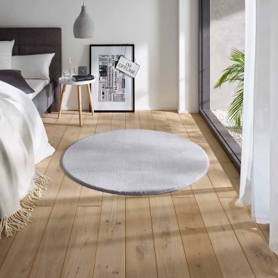 Afbeelding van Zacht Rond Tapijt/Vloerkleed Loft Grijs Wasbaar 30C 120 Cm
