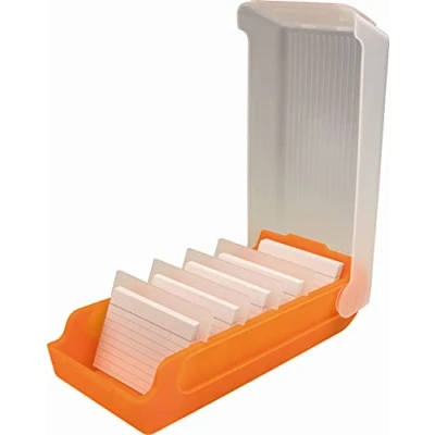 Afbeelding van helit flashcard box &#039;de beebox&#039;, A7, oranje transparant