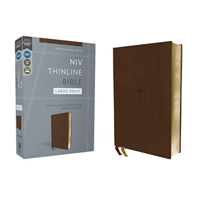 Afbeelding van Niv, Thinline Bible, Large Print, Leathersoft, Brown, Red Letter, Comfort Print: New International Version, Thinline, Print