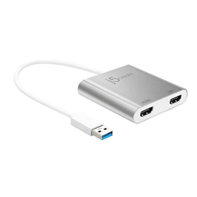 Afbeelding van j5create USB naar HDMI adapter 3.0 dubbele converter voor twee monitoren 4K Ultra HD Microsoft 7, 8.1, 10 / Mac OS X v10.6 en hoger (JUA365)