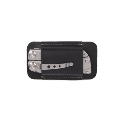 Afbeelding van Lederen messenschede, opvouwbare zakmeshouder 5 inch mes compacte trekdragerhouder voor riem (zonder mes)