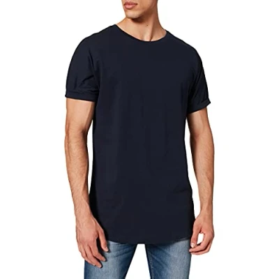 Afbeelding van Urban Classics Heren T shirt Long Shaped Turnup Tee, casual voor mannen, in lange snit, verkrijgbaar vele kleuren, maten XS 5XL, Midnightnavy, S