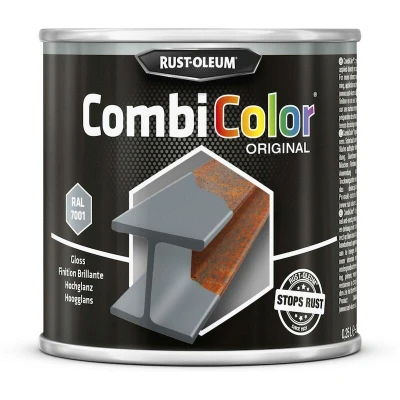 Afbeelding van rust oleum combicolor hoogglans ral 7001 staalgrijs 250 ml