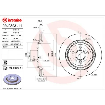 Afbeelding van Brembo Remschijven 09.D393.11