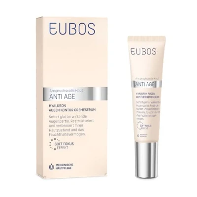 Afbeelding van Eubos Hyaluron oogcontourcrème serum, 15 ml, herstructureert en verbetert de toestand van huid, voor veeleisende zacht focus effect, getest door oogartsen