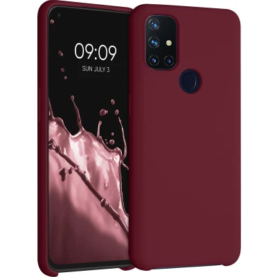 Afbeelding van kwmobile telefoonhoesje geschikt voor OnePlus Nord N10 5G Hoesje met siliconen coating Smartphone case in rabarber rood
