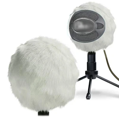 Afbeelding van YOUSHARES Furry Windscherm Muff Aangepaste Pop Filter voor Microfoon, Cover Verbeteren Blauwe Sneeuwbal ICE Mic Audio Kwaliteit (Wit)