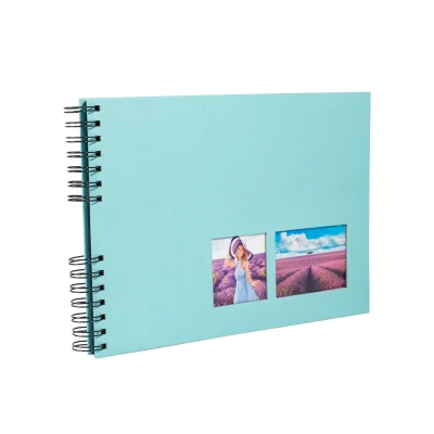 Afbeelding van Exacompta ref.15001E 1 Spiraalgebonden fotoalbum MILANO 150 foto&#039;s 50 zwarte pagina&#039;s formaat 32x22cm omslag in groen papier met textieleffect personaliseerbaar venster FSC® gecertificeerd