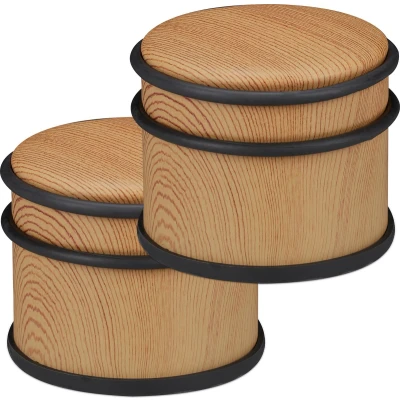 Afbeelding van Relaxdays 2x deurstopper binnen rubber 8 cm deurvastzetter houtlook deurhouder
