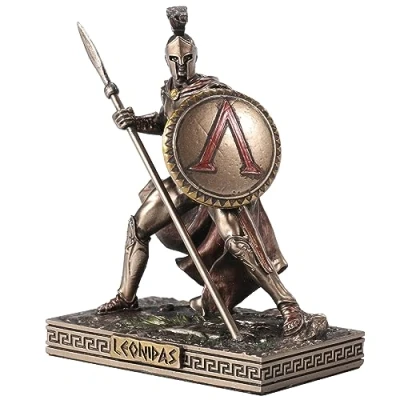 Afbeelding van Veronese Design 3 Inch Koning Leonidas van Sparta Hars Miniatuur Beeldje Handgeschilderde Bronzen Afwerking