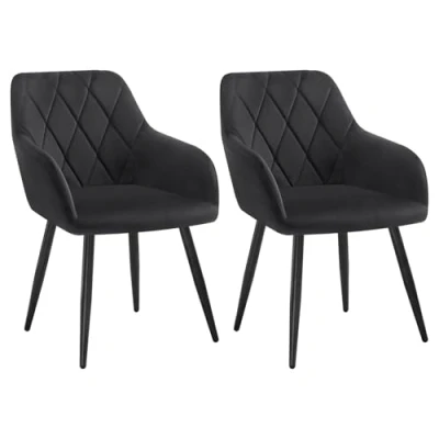 Afbeelding van WOLTU eetkamerstoelen, woonkamerfauteuil, Scandinavische stoel, fluwelen keukenstoel, gestoffeerde zitting met armleuningen en rugleuning, metalen poten, zwart, BH352sz 2