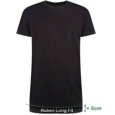 Afbeelding van Comfortabel &amp; Zijdezacht Bamboo Basics Ruben Bamboe T shirts (Multipack 2 stuks) Heren Ronde Hals Korte Mouwen Long Fit Zwart M