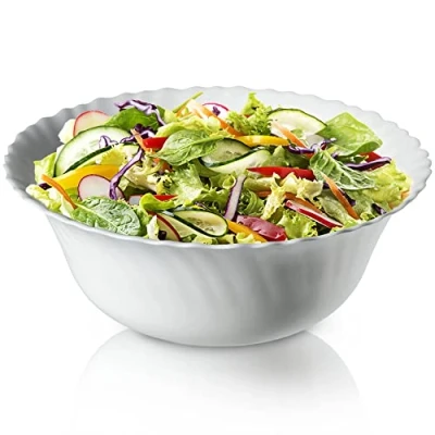 Afbeelding van KADAX Kom van gehard glas, kom, fruitschaal, slakom, dessertkom, mueslikom, soepkom, snackschaal, vaatwasmachinebestendig (diameter 23 cm, wit)