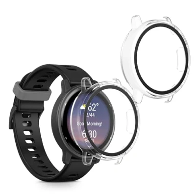 Afbeelding van kwmobile 2x cover geschikt voor Garmin vivoactive 5 / active Fitnesstracker van gehard glas en kunststof frame set transparant