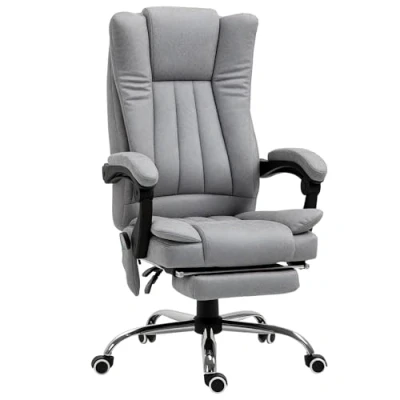 Afbeelding van HOMCOM bureaustoel, massage, verwarming, comfortabel, in hoogte verstelbaar, rugleuning kantelbaar, voetsteun, synthetische bekleding, grijs