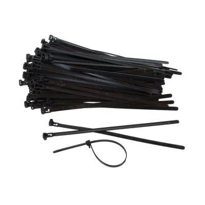 Afbeelding van 100 Stuks Zwarte Hersluitbare Kabelbinders Mm Lang X 7.6 Zwart Tyraps