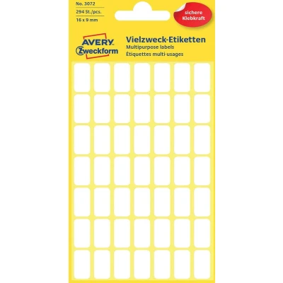 Afbeelding van Etiket Avery Zweckform 3072 16x9mm wit 294 stuks Pak a 6 vel 10