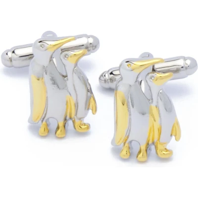 Afbeelding van Manchetknopen Penguin Paartje Goud en Zilver
