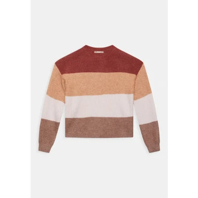Afbeelding van Kids ONLY Kogsandy Stripe Trui voor kinderen, Maat: 110/116, Spiced apple/leather brown/lavender fog/rose brown