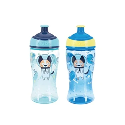 Afbeelding van Nuby Super Slurp Waterfles Geen morsen Actieve Peuter Sippy Cup 360ml/12oz Eenvoudige Grip Vaatwasmachinebestendig Geschikt beker voor 18 maanden Plus (Astronauten, Pack van 2), 048526890477