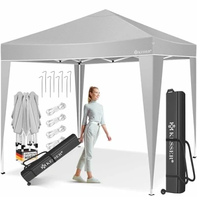 Afbeelding van KESSER® Partytent 3x3m Paviljoen Easy Pop Up Feesttent met Draagtas Vouwtent Waterdicht en UV bescherming 50+ Vouwpaviljoen Opvouwbaar, Grijs