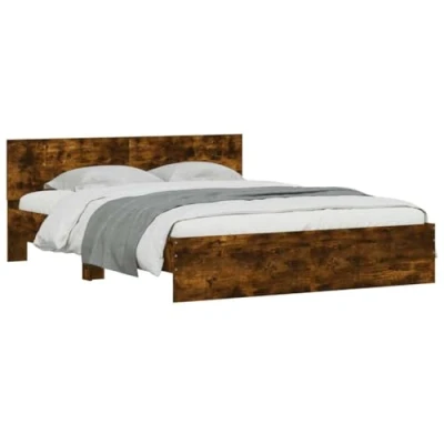 Afbeelding van vidaXL Bedframe met hoofdeinde en LED gerookt eikenkleurig 150x200 cm