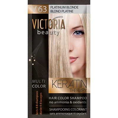 Afbeelding van Victoria Beauty Color shampoo voor gekleurd haar met keratine, kleurende was, kleurshampoo zonder ammoniak en oxidanten platina blond haarkleur No63 (6 x 40 ml)