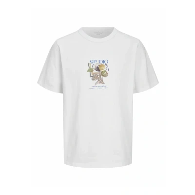 Afbeelding van Jack &amp; Jones Jorbrooklyn Graphic Tshirt print, Heren, Maat: Small, Bright white