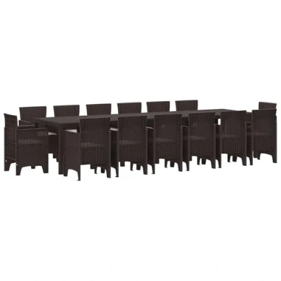 Afbeelding van vidaXL Tuin Eettafel Set 15 pcs Bruin 14 Persoons Poly rattan