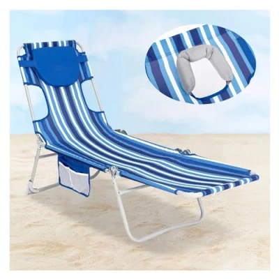 Afbeelding van #WEJOY Inklapbaar zonnebed, met leesvenster, ligstoel inklapbaar, 5 standen, verstelbare rugleuning, licht, tuinstoel hoofdsteun, strandstoel, voor strand, tuin, terras, camping